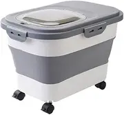Dog Food Storage Container 15kg, Airtight Pet Food Storage Containers with Wheels & Removable Sealed Lid, Collapsible Cat Food Containers