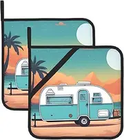 You Make Me Happy Camper Trailer Potholders BBQ Pot Holders for Heat Resistant Potholder, Hot Pads,Cooking Baking(2-Pack)