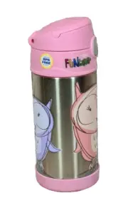 Brand New Thermos Brand 355ml Kids Funtainer Drink Bottle Flask Pink Owls