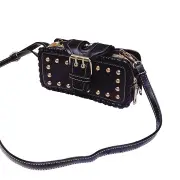 Women Retro PU Leather Bag Rivet Rectangular Purse Wallet Case Zipper Phone Bag