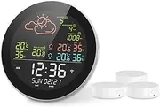 Daseeme Tuya WiFi Multifunctional Home/Office Weather Station Color Digital Display Clock Outdoor and Indoor Temperature Tester Hygrometer Weather Forecast Table Clock Compatible with Smart Life