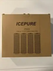 NEW 4-Pack Icepure CTO10 Carbon Water Filter Cartridges 1 Micron 2.5" x 10"