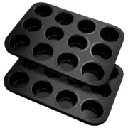 Muffin Baking Mould Pack Of 2 For 12 Muffins, Non-Stick Coated Muffin Tray M6S7