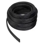 25 Ft - 3/4 in Expandable Braided Cable Sleeve, PET Cable Management, Black