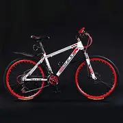 Mountain Folding Bike, 24" Shock Absorption Double Disc Brakes Off Road Bicycle 21 Speed High Carbon Steel Frame Unisex Variable Speed Bicycle,Whitered
