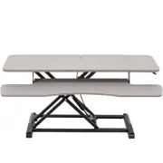 VIVO Height Adjustable 42" Standing Desk Monitor Riser, Gray Top, Black Frame