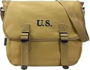 [SMONT] WW2 US M1936 Canvas Messenger Bag, 12" Vintage Tactical Musette Satchel Bags Military Crossbody Haversack, Khaki, 1