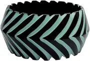 [www.indianfashionmart.com] Ceramic Tread from indianfashionmart.com is Handmade & Carved Island Black Bold Resin Fakelite bangle in Tyre Tread carving design with accents of Ceramic Blue Standard western Size for Girls & Women