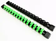 2 GOLIATH INDUSTRIAL 3/8 ABS MOUNTABLE GREEN/BLACK SOCKET RAILS HOLDER ORGANIZER