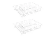 2x Eterna Heavy-Duty Kitchen Dish Drying Drainer Caddy Rack w Divider White 42cm