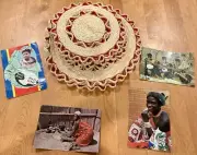 70s KINGDOM OF SWAZILAND AFRICA HANDMADE SET OF 8 WALL HANGINGS TRIVETS NOS