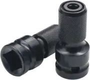 2PCS 1/2 in Square Drive to 1/4 in Hex Female Socket Converter Chuck Adapter