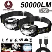 2Pack Motion Senso LED Headlamp USB Rechargeable Headlight Head Flashlight