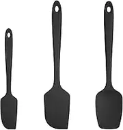 315℃ Heat Resistant Silicone Spatula: U-Taste High Heat Proof Seamless BPA-Free Flexible Rubber Kitchen Cooking Mixing Baking Scraper for Nonstick Cookware Set of 3 (Black)