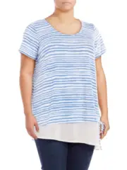 size 2X Women's Lord & Taylor Context Plus WHITE/Blue Shirt $80