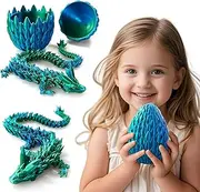 Dak Haan 3D Printed Dragon,Dragon Eggs with Dragon Inside,Dragon Egg Toy,12'' Full Articulated Crystal 3D Dragon for St. Patrick's Day and Easter Egg Gifts