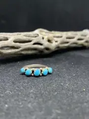 Handmade Native American Navajo Kingman Turquoise Sterling Silver Ring Size 8