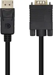 VoltShine DisplayPort to VGA Converter Cable, Black, 3 m, Ideal for Connecting DisplayPort Devices to VGA Monitors.