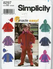 Jacket & Hat Toddler's & Child Simplicity Pattern 8297 Easy to Sew Uncut