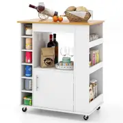 Costway Mobile Kitchen Island Trolley Wine Rack Buffet Sideboard