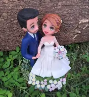 Wedding cake topper bride and groom, bride and groom figurine, anime cake topper