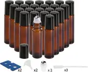 10 ml Glass Roller Bottles 24 Pack Refills Essential Oil Roller Bottles Amber