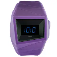 在飛比找Yahoo奇摩購物中心優惠-ALESSI 線條結構立體電子腕錶-黑x紫/45mm
