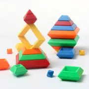 Kids Rainbow Tower Ring Wooden Jenga Color Cognitive Set Shapes Building Blocks
