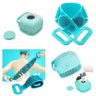 Exfoliating Back Scrub Silicone Bath Brush & Gel/Shampoo Dispenser Brush Combo