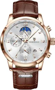 LIGE Men's Watches Elegant Luxury Analog Quartz 3ATM Waterproof Chronograph Watch for Male Fashion Casual Leather Round Big Dial Calendar Business Gents Dress Wristwatch