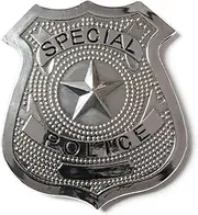 Henbrandt Adult Silver Police Badge with Star Decoration Special Police Metal Badge Halloween Zombie Police Officer NYPD Cops and Robbers Cosplay Unisex Police Accessories Fancy Dress Accessory, Metal