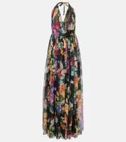 [Dolce & Gabbana] Dolce & Gabbana Floral silk chiffon maxi dress AU 18 multicoloured