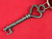 LOVE KEY to My Heart Rustic Cast Black Decorative Skeleton Jailers Charm Ring