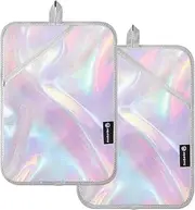 Pot Holders Heat Resistant Laser Dazzle Fluid Potholder with Pocket Hotpads for Cooking Oven Pad 2 Pack