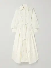 [Zimmermann] Zimmermann - Dawning Pleated Corded Lace Midi Dress - Cream - 2 2 Cream