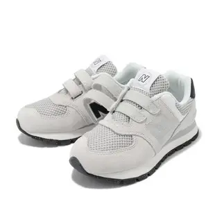 New Balance 休閒鞋 574 中童鞋 寬楦 灰 黑 麂皮 魔鬼氈 小朋友 NB 經典 PV574DMG-W