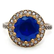 Ottoman Empire Style 3CT Treated Sapphire 925 Sterling Silver Ring Sz 8 BT2