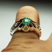 Natural SAWAT EMERALD Stone Ring Real Punjsher Emerald Heavy Quality Silver 925