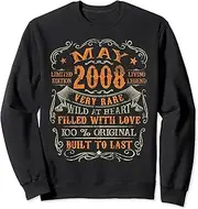 [X.Style] Retro Distressed May 2008 15th Birthday 15 Years Old Sweatshirt ds1330 Sweater (S) Black