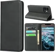 Cavor for iPhone 12 Mini Case,Cowhide Pattern Leather Case Magnetic Wallet Cover with Card Slots(5.4") -Black