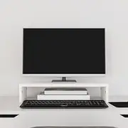 Wooden Monitor Stand, Computer Screen Riser Stand for Desktop, Modern Design, 50 x 27 x 10 cm, Solid Wood Pine