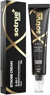 Sotrue Strobe Cream Gold For Face Radiance, Multipurpose Strobe Cream, Dewy Glazed Instant Glow, Highlighter For Face, Boosts Hydration, For All Skin Types, 30G,