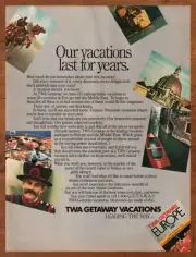 1985 TWA Getaway Europe Vintage Print Ad/Poster 80s Travel Retro Bar Art Décor