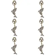 6x LVD Metal Keyring Whale Hanging Key Ring Charm Women's Accessory 7cm Silver