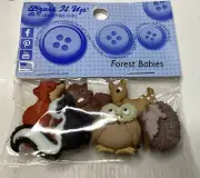 DRESS IT UP NOVELTY BUTTONS 6547 - CRAFTS CAKE-MAKING CARDS - FOREST BABIES 6pc