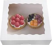 ONE MORE 9inch White Cookie Bakery Boxes,Large Pie Boxes with PVC Window Natural Disposable box 9x9x2.5,Pack of 12