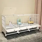 Double-Sided Transparent Encrypted Rabbit Hutch, Bunny Cage, Bunny House Indoor, Large Space, Easy to Clean, Suitable for Multiple Pets (Size : 111 x 37 x 62cm)