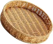 Stylish Round Basket Tray for Snacks and Fruits Imitation Rattan Storage Basket for Kitchen and Dining for Organizing Treats and Items