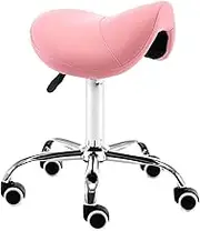 Saddle Stool Ergonomic Saddle Chair Rolling Saddle Stool with Wheels Adjustable Hydraulic Stool with Wheels Suitable for Offices, Makeup Studios Use (Color : Pink)