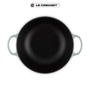 【Le Creuset】典藏琺瑯鑄鐵鍋媽咪鍋26cm(海洋之花-鋼頭-內鍋黑)